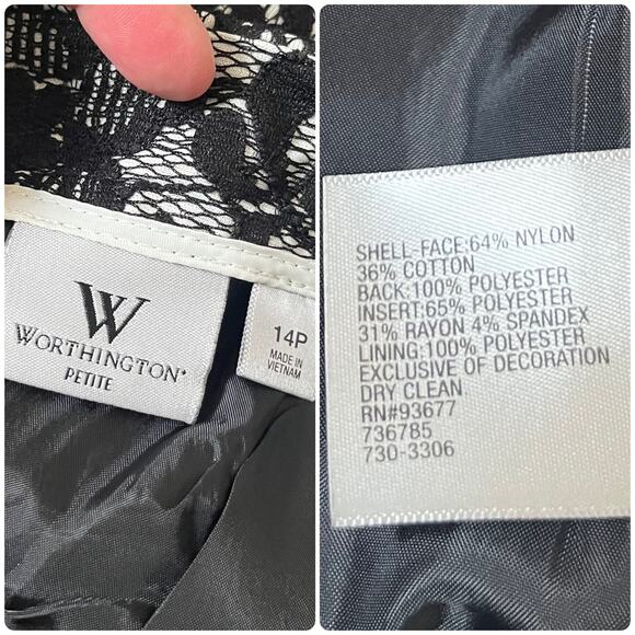 Vintage Worthington Black Lace Jacquard Fully Lined Skirt Petite Size 14 - Picture 10 of 11